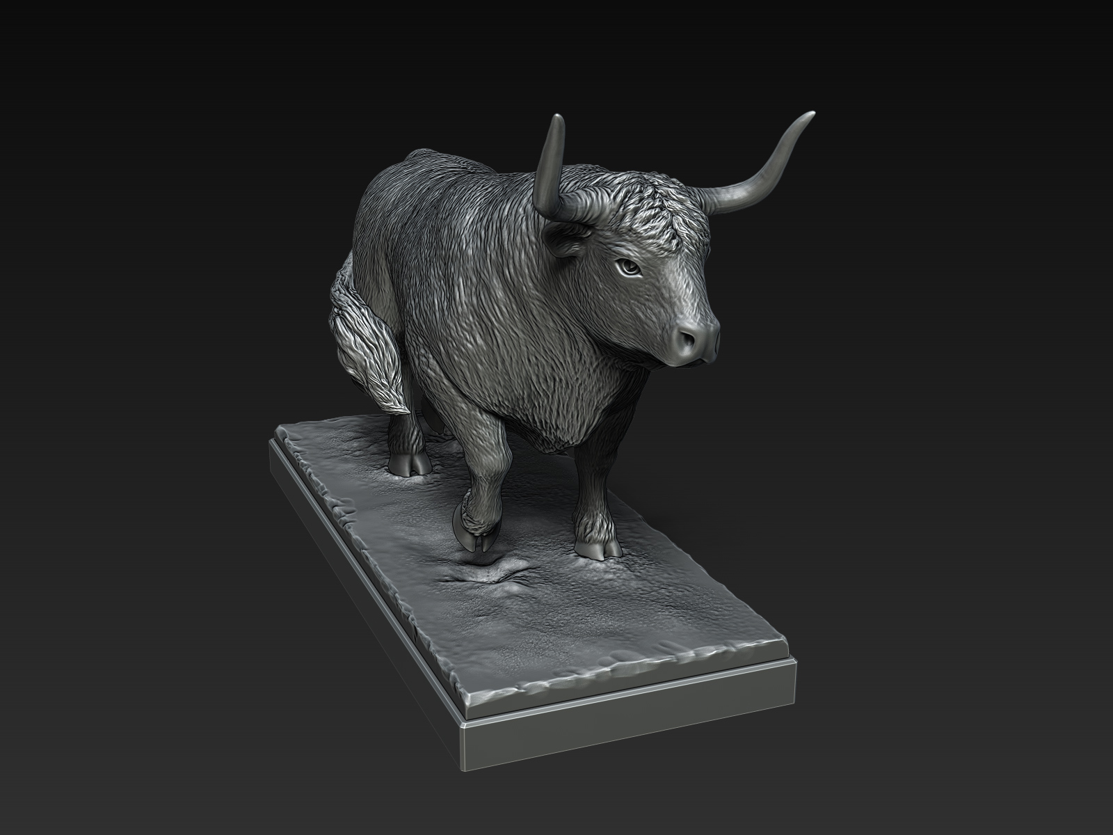 Digital sculpture of the Bull. Creation of sculpture for 3D printing and production.